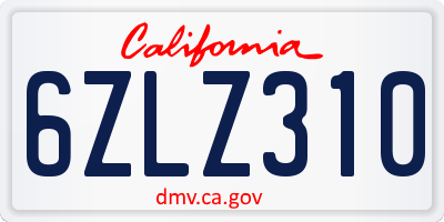 CA license plate 6ZLZ310