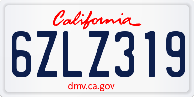 CA license plate 6ZLZ319