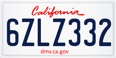 CA license plate 6ZLZ332
