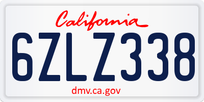 CA license plate 6ZLZ338