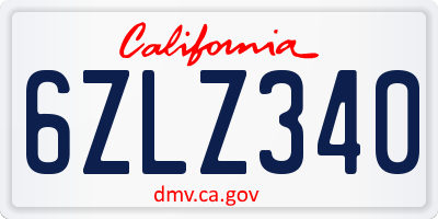 CA license plate 6ZLZ340