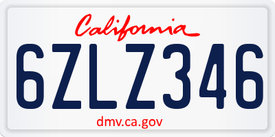 CA license plate 6ZLZ346