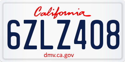 CA license plate 6ZLZ408