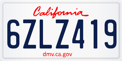 CA license plate 6ZLZ419