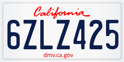 CA license plate 6ZLZ425