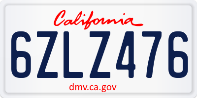 CA license plate 6ZLZ476