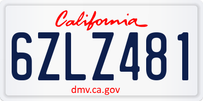 CA license plate 6ZLZ481