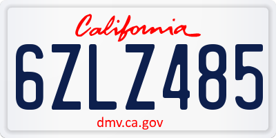 CA license plate 6ZLZ485