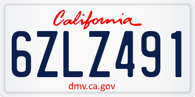 CA license plate 6ZLZ491
