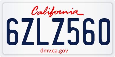 CA license plate 6ZLZ560