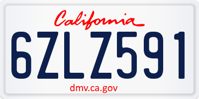 CA license plate 6ZLZ591