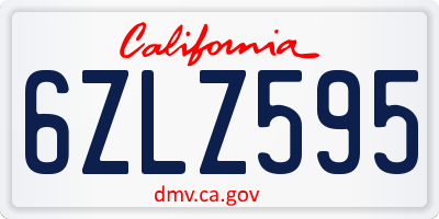 CA license plate 6ZLZ595