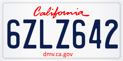 CA license plate 6ZLZ642