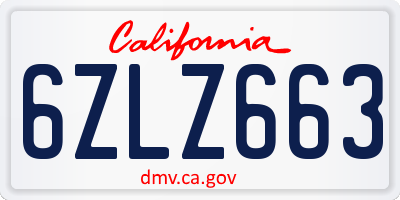 CA license plate 6ZLZ663