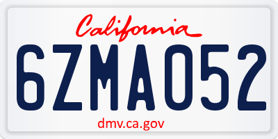 CA license plate 6ZMA052