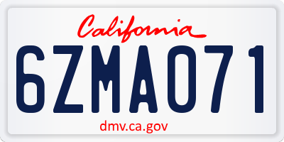 CA license plate 6ZMA071