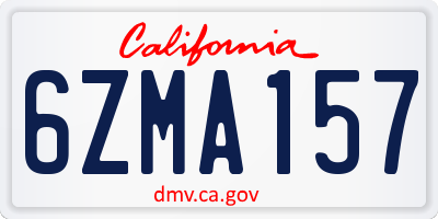 CA license plate 6ZMA157