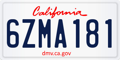 CA license plate 6ZMA181