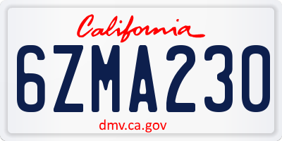 CA license plate 6ZMA230