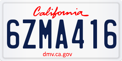 CA license plate 6ZMA416