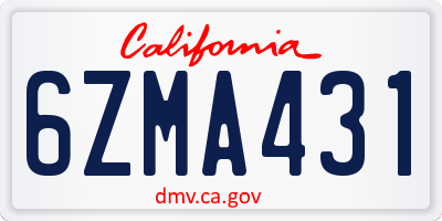 CA license plate 6ZMA431