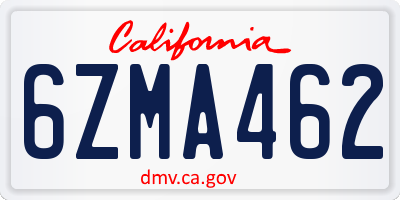 CA license plate 6ZMA462