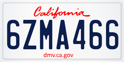 CA license plate 6ZMA466