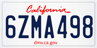 CA license plate 6ZMA498