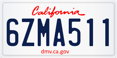 CA license plate 6ZMA511