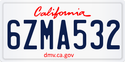 CA license plate 6ZMA532
