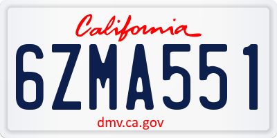 CA license plate 6ZMA551