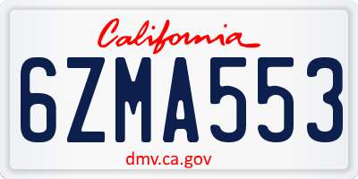 CA license plate 6ZMA553
