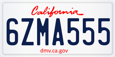 CA license plate 6ZMA555