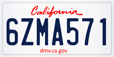 CA license plate 6ZMA571