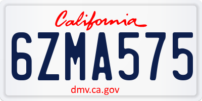 CA license plate 6ZMA575