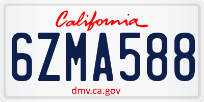 CA license plate 6ZMA588