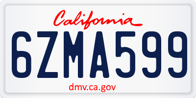 CA license plate 6ZMA599