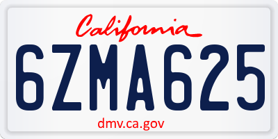 CA license plate 6ZMA625