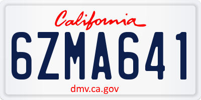 CA license plate 6ZMA641