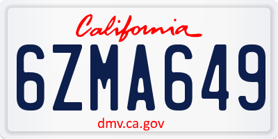 CA license plate 6ZMA649