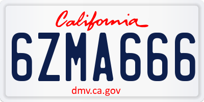 CA license plate 6ZMA666