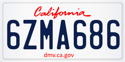 CA license plate 6ZMA686
