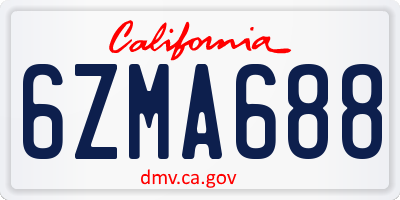 CA license plate 6ZMA688