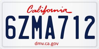 CA license plate 6ZMA712