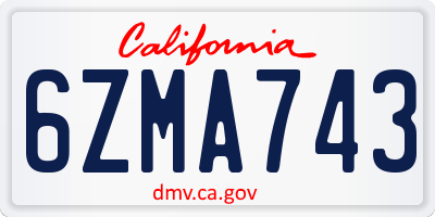CA license plate 6ZMA743