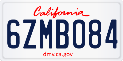 CA license plate 6ZMB084