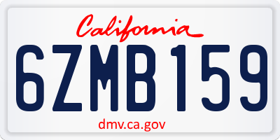 CA license plate 6ZMB159