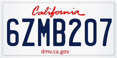 CA license plate 6ZMB207