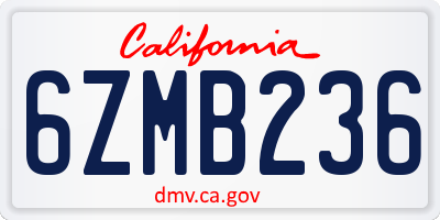 CA license plate 6ZMB236