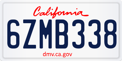 CA license plate 6ZMB338